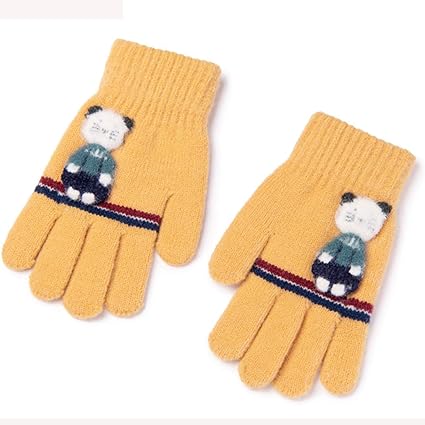 Amazon Co Jp Cailin グローブ キッズグローブ 男の子と女の子 子供 幼稚園の子供 秋と冬 かわいい 暖かい 5本指のニットウール4 7歳 暖かい手袋 Color Yellow ホーム キッチン