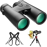 15X45 HD Binoculars for Adults High Powered with Binocular Harness Strap, Phone Adapter and Tripod, IPX7 Waterproof Binoculars for Hunting Wildlife Bird Watching Cruise Ship Travel Hiking