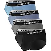 BAMBOO COOL Men's Tagless Briefs Coverd Waistband Comfort Soft Underwear with Contour Pouch Breathable Underpants, Multipacks
