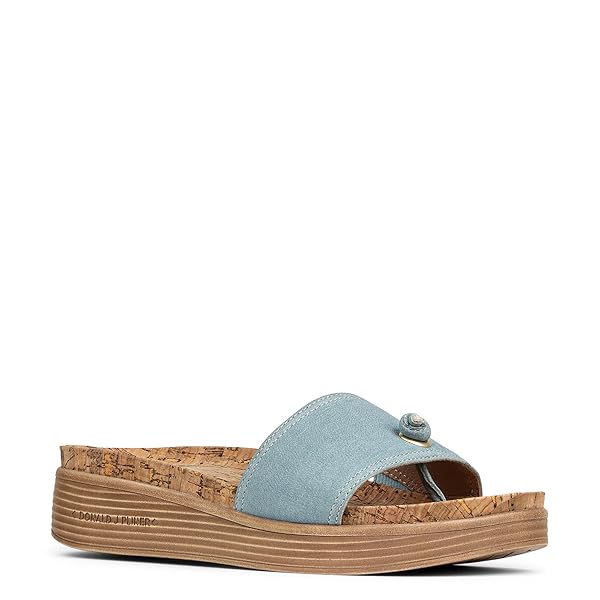 DONALD PLINER WOMEN’S FARRAH SLIDE SANDAL, SIZE 5.5 IN LIGHT BLUE ANTIQUE NUBUC, COMFORTABLE & STYLISH BEACH SLIDES FOR WOMEN, WARM WEATHER OPEN-TOED LADIES SHOES FOR EVERYDAY