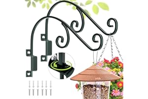GOODBUY Swivel Wall Planter Hooks 2 Pack 16 Inch Metal Hanging Plant Bracket Hangers for Indoor/Outdoor Plants, Bird Feeders, Wind Chimes - Dark Green