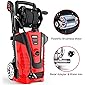 iRozce Pressure Washers, 3045PSI 2.2GPM Max Electric Power Washer with On-board Hose Reel, Metal Adapter, Adjustable Nozzle, Build-in Detergent Tank for Driveway, Cars washing, Red