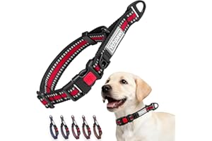 YCHPAW Martingale Collar for Dogs Reflective Collar with Quick Release Buckle, Adjustable Nylon Collars for No Slip Dog Collar, Red, M