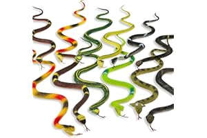 Kicko 12 Pack of 14 Inch Assorted Rubber Toy Snake - Soft Flexible Realistic Fake Floating Plastic Snakes - Colorful Bulk Small Sizes Set for Reptile School Collection, Birthday Party, Halloween Props