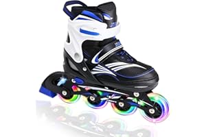 JeeFree 4 Size Adjustable Inline Skate for Kids,Children's Inline Skates with Light Up Wheel,Outdoor Illuminating Roller Skates for Girls,Boys and Beginners