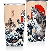 Cat Gifts for Women 20 oz Tumbler, Funny Japanese Cats Stainless Steel Insulated Water Bottle, Cats Themed Insulated Travel Coffee Mugs, Cat Lover Gifts for Women Girls Mom Christmas Birthday Present