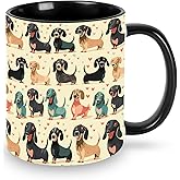 LYEMVHE Dachshund Coffee Mug Funny Ceramic Tea Cup Novelty Presents for Women Men Home and Office Birthday Microwave Dishwasher Safe 11oz