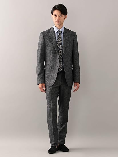 Amazon エポカウォモ Epoca Uomo メンズ ウールシルクスラブ スーツ 52 グレー スーツ ビジネスウェア 通販
