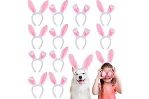 Abitoncc 12Pcs Bunny Ears Headbands Plush Cute Rabbit Ear Hairbands Bunny Easter Halloween Costume Party Favors