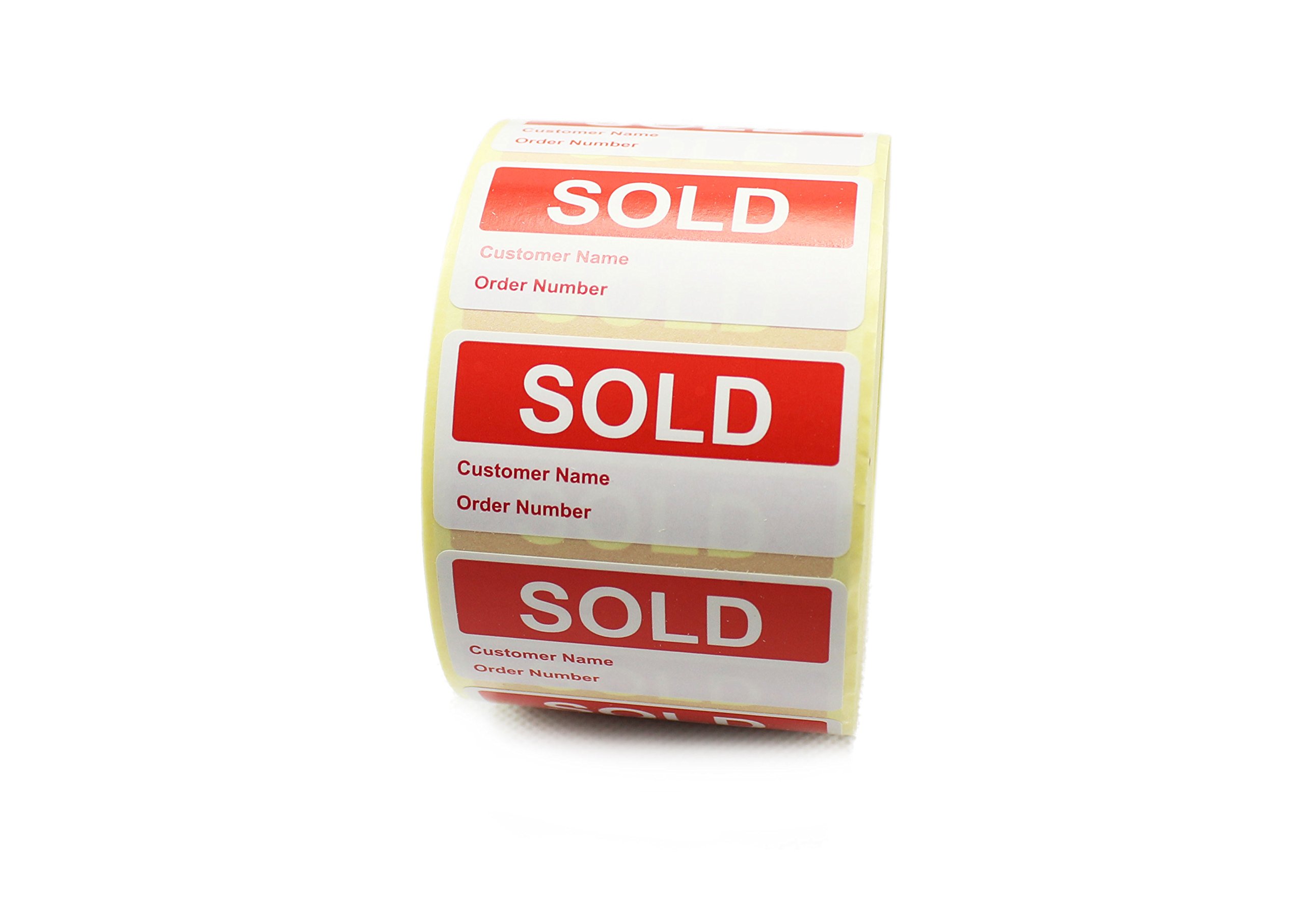Label Metrics - 1,000 - SOLD Labels/stickers - with Customer Name & Order Number. 50mm x 25mm