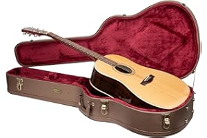 Crossrock Wooden Dreadnought Acoustic Guitar Case for Gibson J-45 / Martin D-Style | Chocolate Brown Finish, Burgundy Velvet Interior & Lock – Designer Series(CRW520DCB)
