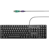 YORUNOHOSHI Wired PS2 104 Keys Computer Keyboard with Stands,Waterproof - US Layout Compatible for Windows, PC, Laptop, Black