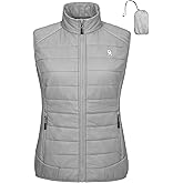 Little Donkey Andy Women's Lightweight Warm Puffer Vest Fleece Lined Packable Stand Collar Quilted Vest for Running Hiking