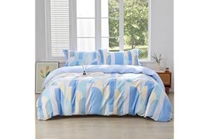 SAPHREAS Blue White Twin Size Duvet Cover Set 100% Cotton Duvet Cover Set 2 Piece 1 Comforter Cover 1 Pillow Sham