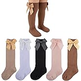 LGFKJNNJ Baby Girls Knee High Socks with Satin Bow,Cute Ruffled Baby Girl Long Socks Toddler Dress Sock Infant Gift Sock