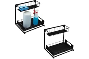 �鶹�� Basics Under Sink Organizer, L-Shaped Removable Cabinet Organizer, Sliding Trays, 2 Pack, Black