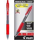 PILOT G2 Premium Refillable and Retractable Rolling Ball Gel Pens, Fine Point, Red Ink, 12-Pack (31022)
