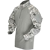 Tru-Spec T.R.U. 1/4 Zip Combat Shirt, Men's Tactical Long Sleeves - 65/35 Polyester Cotton Rip-Stop Fabric