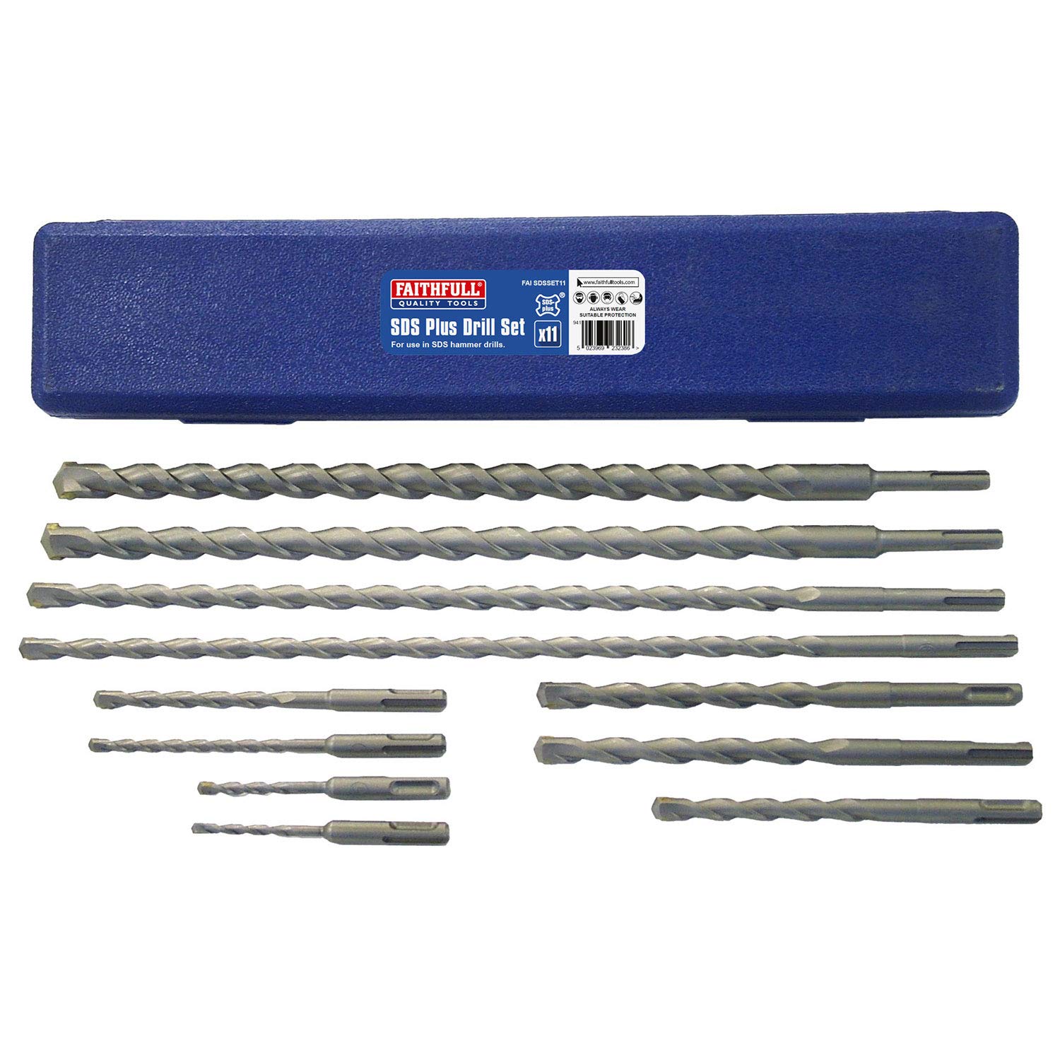 Faithfull FAISDSSET11 SDS Masonry Drill Bit Set 11 Piece With Carry Case