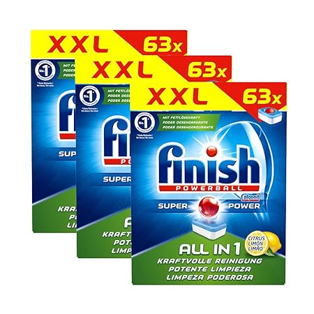 Finish All in 1 Citrus Spülmaschinentabs 63 Tabs 3er Pack, 189 Geschirrspültabs gesamt