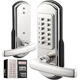 Mechanical Keyless Entry Combination Door Lock with Keypad, Silver | Right | Keyless Door Lock with Code, Keypad Door Lock with Handle, Right Handed Door Lever, Stainless Steel | NOT a Deadbolt | DIY