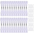 Cldamecy White Embroidery Floss,26 Skeins Embroidery Threads for Cross Stitch,Friendship Bracelets String,and DIY Art Craft ,with 10 PCS Floss Bobbins