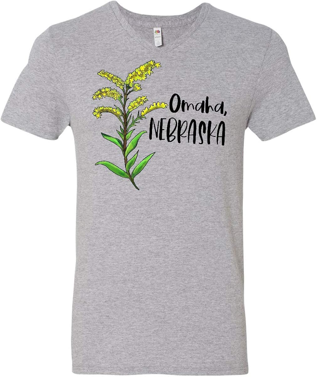 inktastic Omaha, Nebraska Goldenrod Flower Men's VNeck T