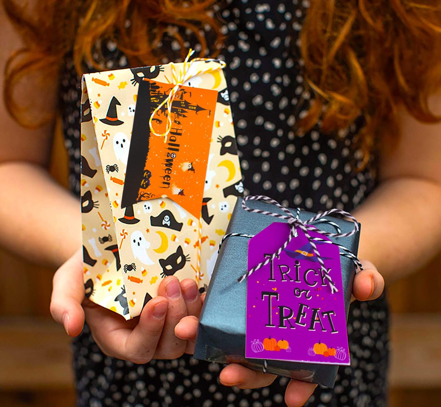 Halloween Tags - 60 Pieces Halloween Tags - Spooky Halloween Tag - Halloween Treat Tags - Perfect Decorations for Halloween Bags, Halloween Candy Bags: Home & Kitchen