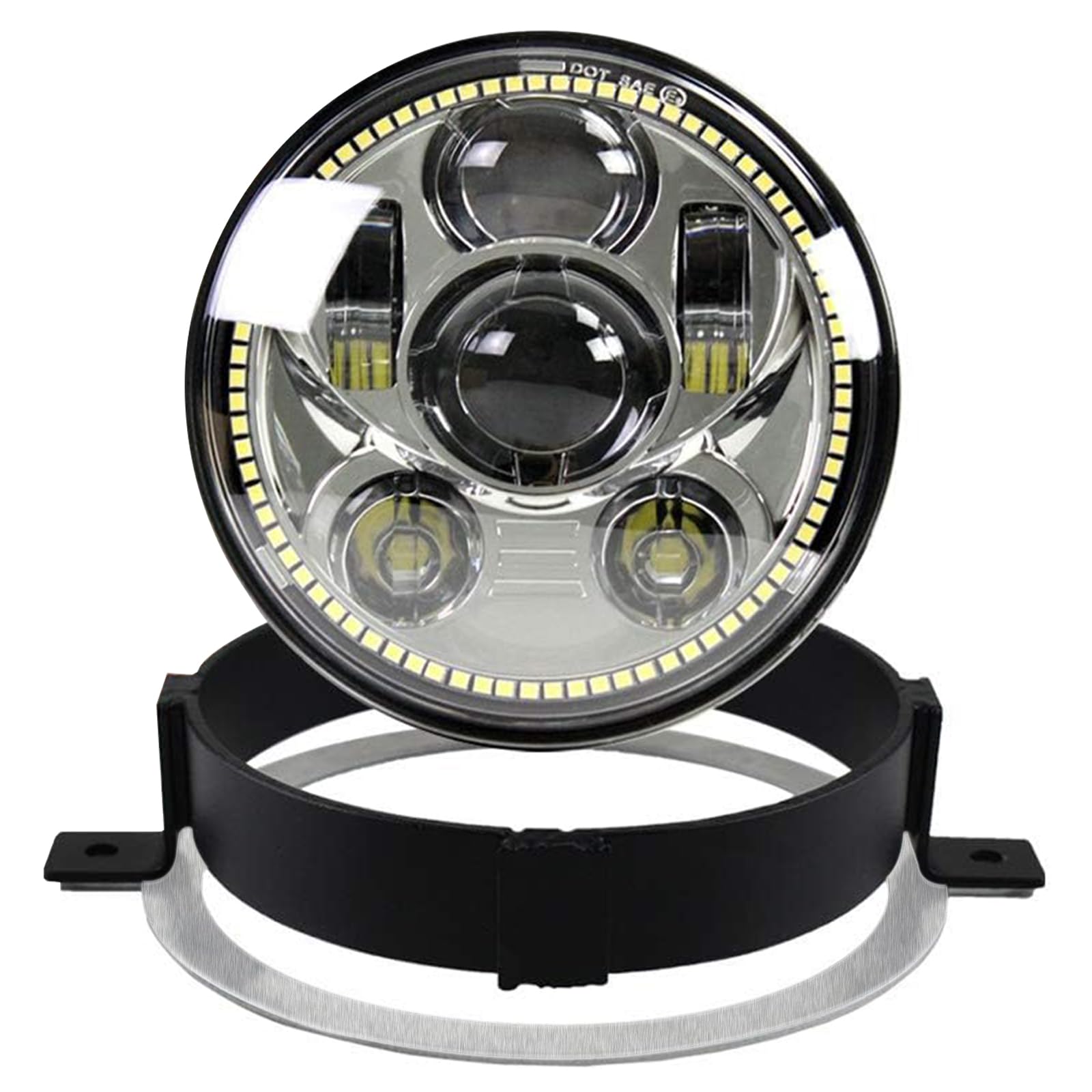 Photo 1 of Atubeix VTX led 5.75 inch Round LED motorcycle with Ring Mounting Bracket Fit for 2002-2009 compatible with Honda VTX 1300 & VTX 1800, Easy to Install (Chrome)