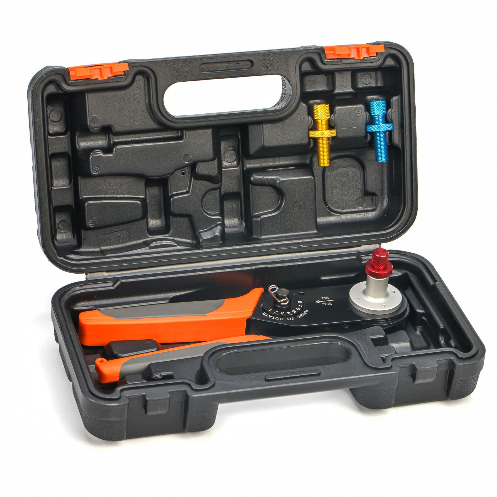 Photo 1 of iCrimp HD-0812D 12-8 AWG Upper Range Crimp Tool Eight Indent Deutsch Solid Contacts & Harting HAN C, HAN D, HAN E Heavy Duty Contacts