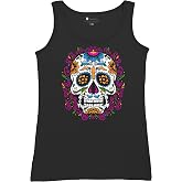 Floral Sugar Skull Day of The Dead Tank Top Dia de Los Muertos Calavera Top