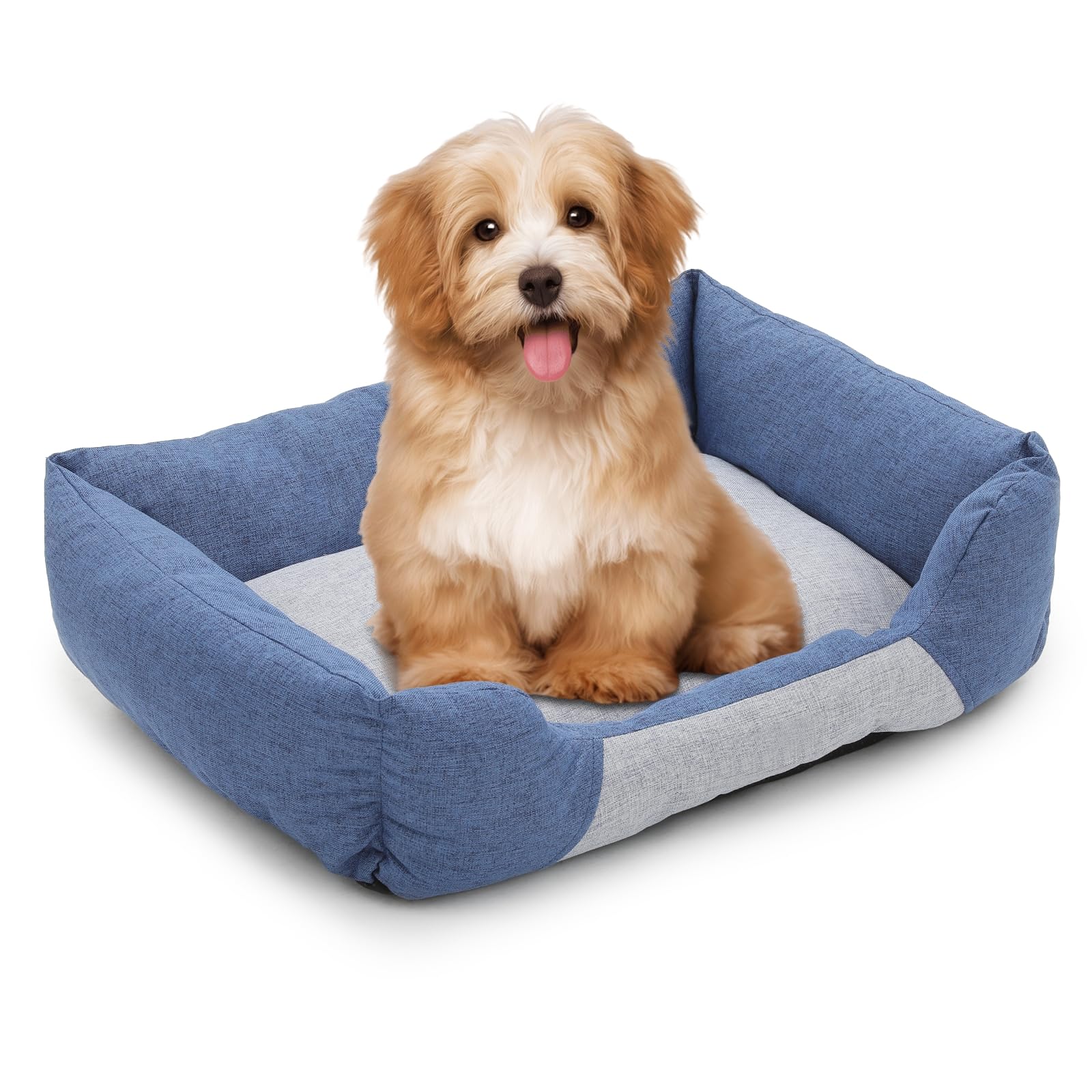 Photo 1 of Athena Collection Dog Bed Medium Size Dog, 27 Inches Washable Dog Bed for Medium Pets Cats, Cozy Soft Warming Fabric with Nonskid Bottom, Blue