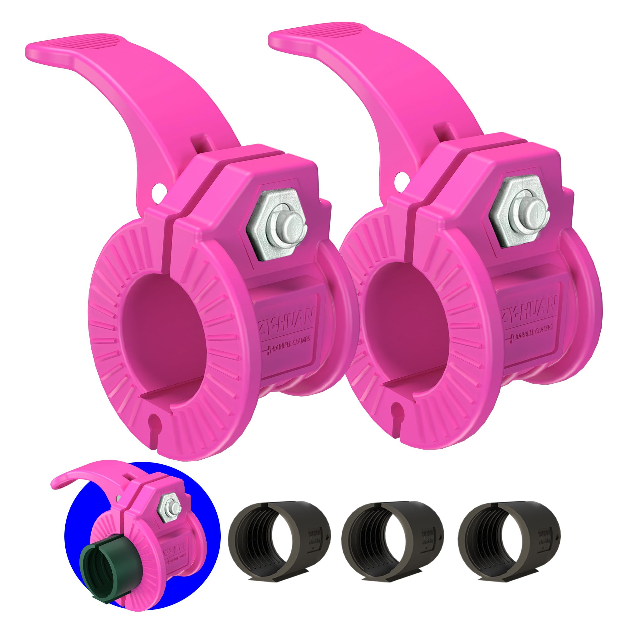 Barbell Clamps Pair of 1" inch or 2" Inch Pro Collar Adjustable Weight Bar Clips Fast Release Perfect for Pro Crossfit Strong Lifts and Olympic Fitness Training Supplies (Red 0.98-1.18inch)