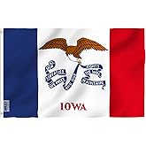 ANLEY Fly Breeze 3x5 Foot Iowa State Flag - Vivid Color and Fade proof - Canvas Header and Double Stitched - Iowa IA Flags Polyester with Brass Grommets 3 X 5 Ft