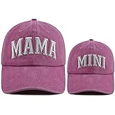 Xucamty Funny Embroidered Mama and Mini Hat for Mom Kid, Adjustable Matching Parent-Child Baseball Cap Set of 2