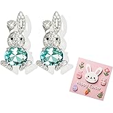 Harry and Henry Easter Earrings for Women Sparkly Rhinestone Pink Bunny Rabbit Spring Holiday Fashion Jewelry Gifts