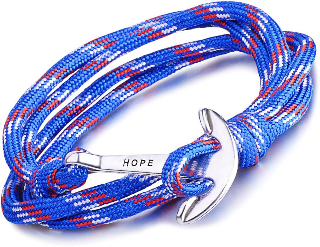 Infinite U Fashion Hope Sailor Anchor Womens Mens Wrap Bracelet Braided Colorful Nylon Rope Alloy Multilayer Charm Wristband Bangle