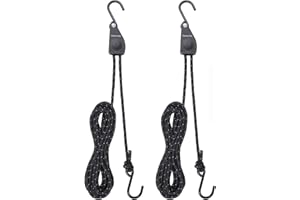 Masterwise Rope Ratchet Straps, Kayak Tie Down Straps with Reflective Stripe, Boat Trailer Straps Canoe Bow and Stern Rope Hanger Kayak and Canoe Accessories (Black, 1/4" x12'-2pcs)