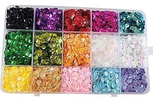 SORRENTO CRAFTS Loose Flake Sequins Rainbow Cup Paillette Confetti 5MM for DIY Crafts Wedding Party Christmas Decoration Mix 15 Colors with Box
