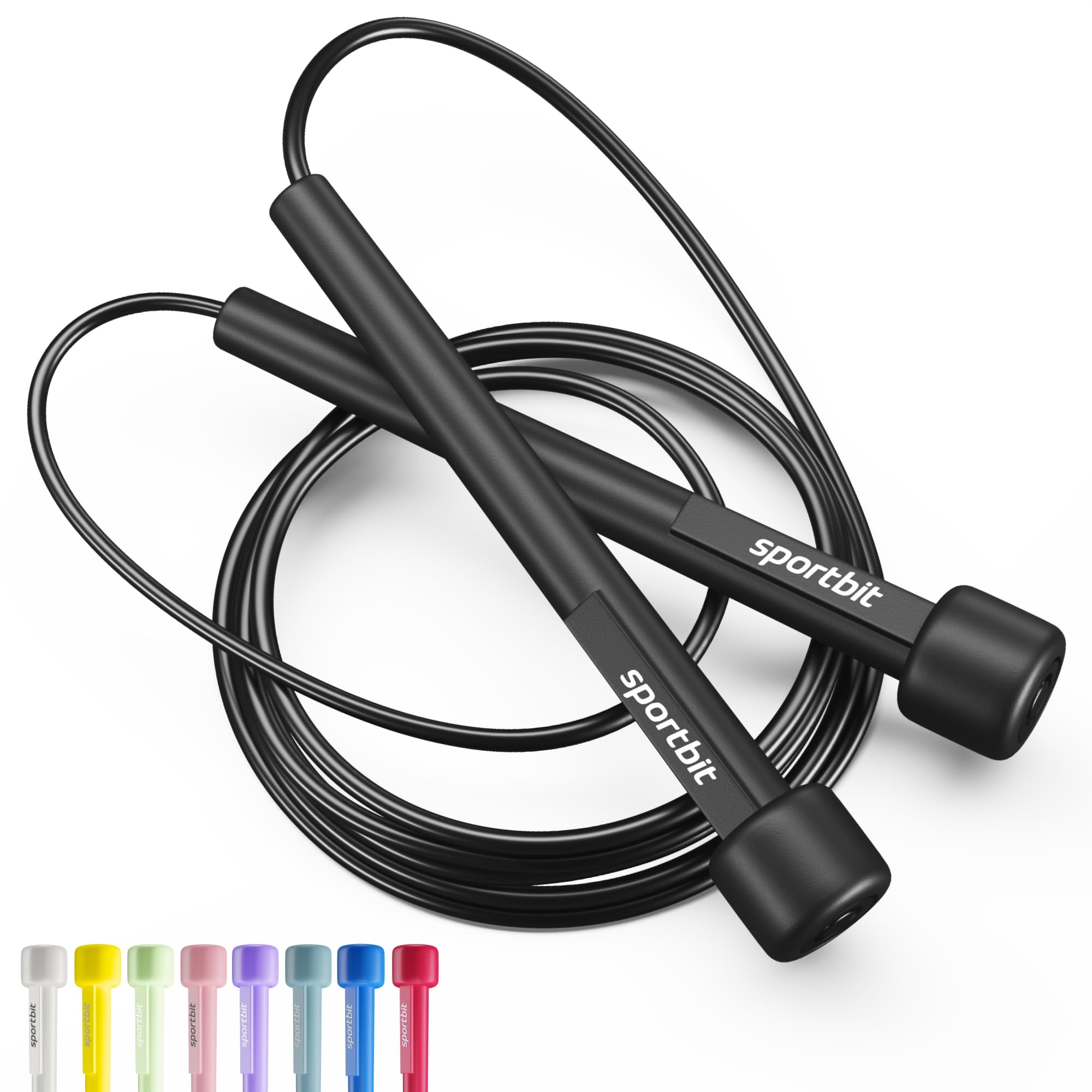 SPORTBIT Adjustable Jump Rope for Speed Skipping. Lightweight Jump Rope for Women, Men, and Kids. Skipping Rope for Fitness. Speed Jump Rope for Workout, Women and Men Exercise.