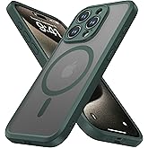 ImpactStrong Magnetic Guard Designed for iPhone 15 Pro Max Case [Camera Protection] [Military Grade Drop Tested] [Compatible with MagSafe] Slim Translucent Matte Phone Case (6.7") - Dark Green