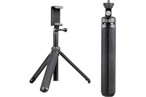QIUNIU Extendable Selfie Stick/Handgrip/Monopod/Tripod for GoPro Hero 13 12 11 10 9 8 7 6 5 4 3 2 Session 2018, ACASO, EK5000 EK7000/SJCAM SJ4000 SJ500 Action Cameras, Cell Phones, Compact Digital Cameras
