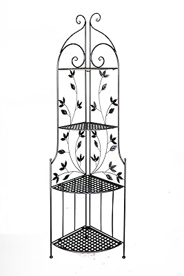 Heather Ann Creations Kitchen Corner Bakers Rack, Blackened Copper