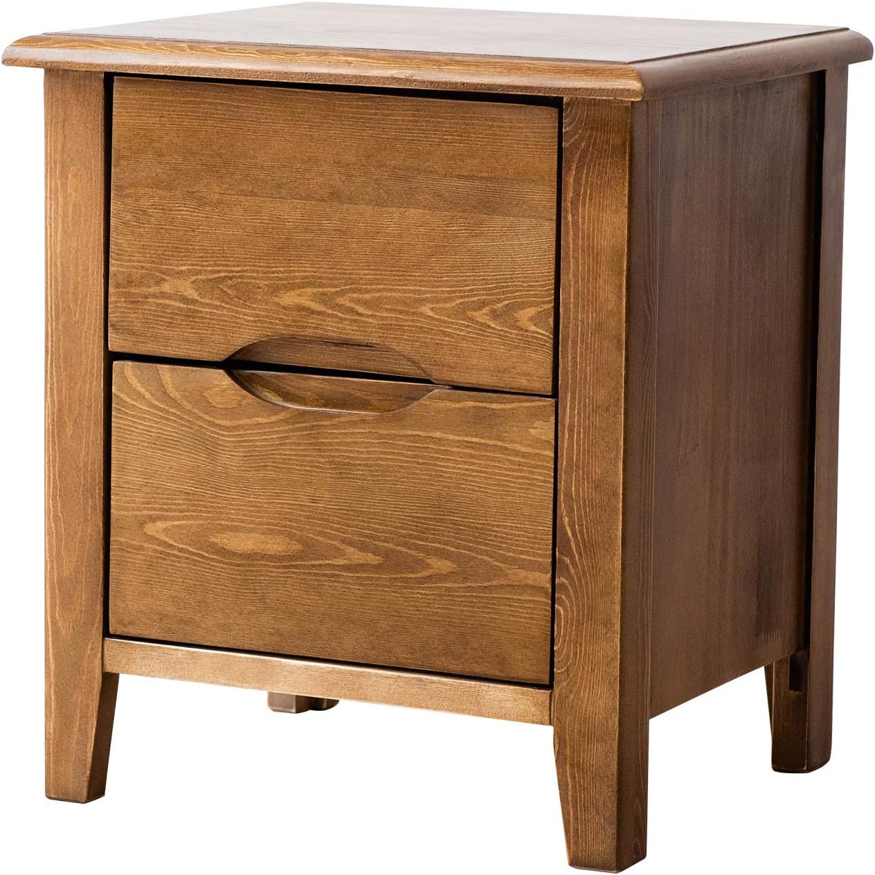 Amazon Com Wooden Concept Zj Wooden Side 2 Drawers Accent Table Walnut Brown Home Kitchen
