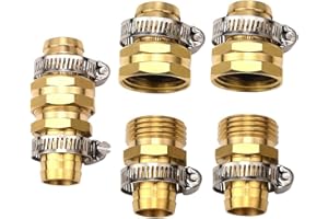 cozyou Brass 3/4" Garden Hose Repair Mender Male Female Connector with Stainless Clamp 3 Sets