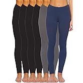 Felina Velvety Super Soft Lightweight Leggings- 6 Pack - Yoga Pants, Workout Clothes