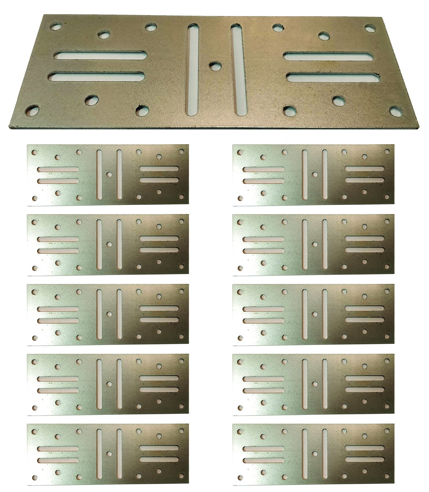 2mm Galvanised Steel Flat Connecting Pre-Perforated Joining Strips, Plates, Sheet, Timber, Railway Sleeper Joining Support Brackets - (160x60x2-10pk)