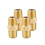 Quirkmyn 4PCS Hex Brass Nipple 1/4"NPT Male X