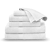 Martex Easy Living Everyday 6-Piece Bathroom Towel Set – 2 Bath Towels, 2 Hand Towels, 2 Wash Cloths – 100% Cotton – Soft & Quick-Dry Towels - White