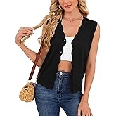 Veryoung Sleeveless Cardigan for Women Lightweight Summer V Neck Button Down Scalloped Sweater Vest Knit Short Cardigans